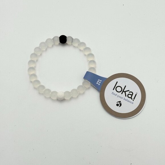 New Lokai Classic Bracelet Clear Beads Slide On Style Medium Find Your Balance - Picture 2 of 5